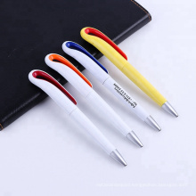 Popular Unique Swan Twist Plastic Advertising Ball Pens Curved Clip ABS Ballpoint Pens
